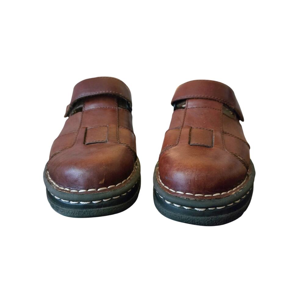 Chunky Fisherman Leather Mule Clog 7 Brown Earth Shoe Harriet Summer Boat Yacht - Picture 5 of 10